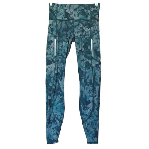 Athleta Rainier Tight Spliced Floral Minimalistic Grey Green Extra Small XS - Picture 2 of 11